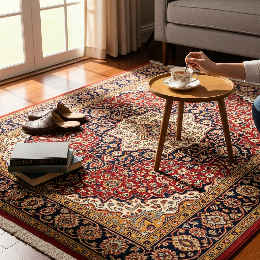 Persian rug being used