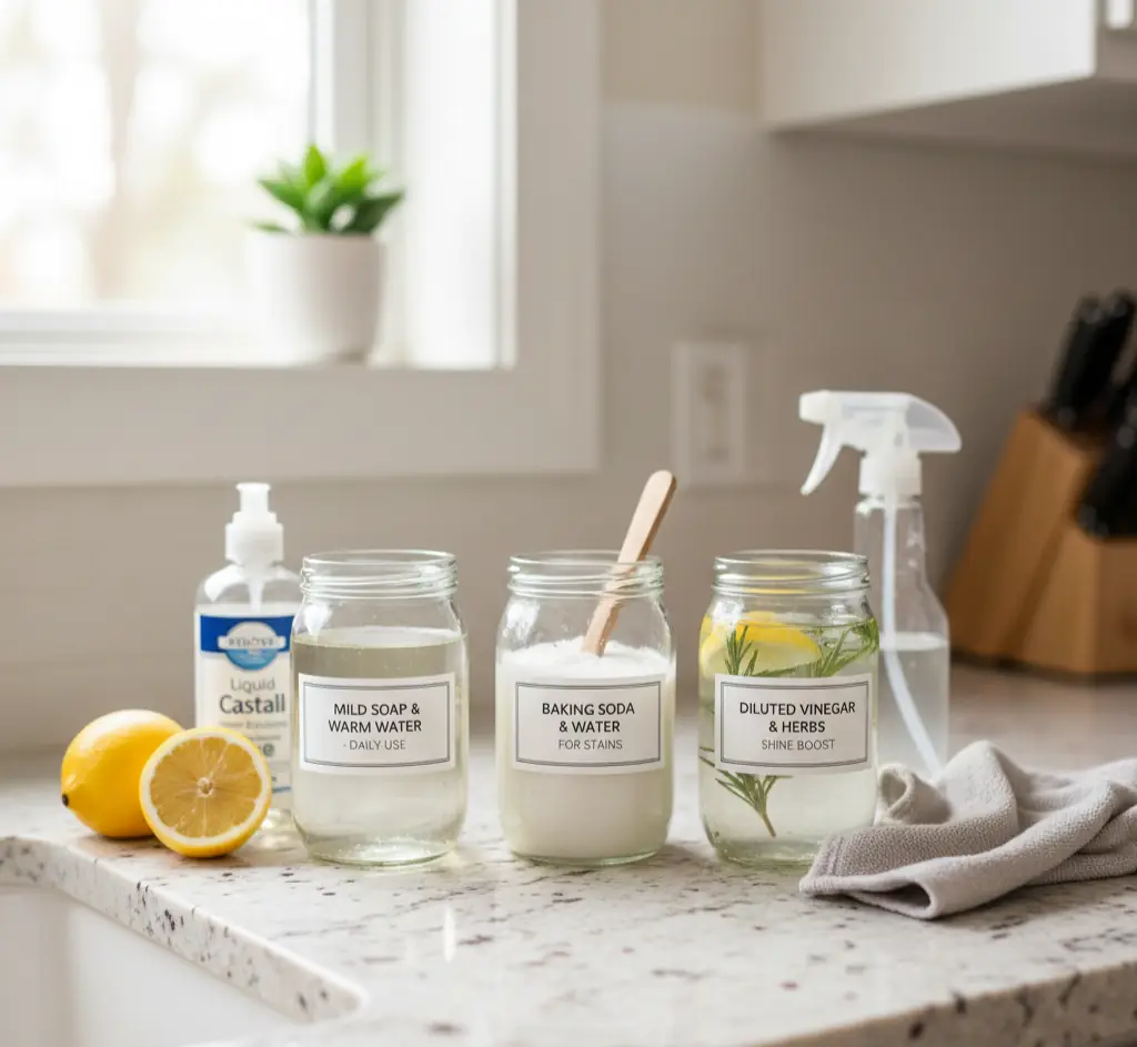Simple mixtures for cleaning natural stones.
