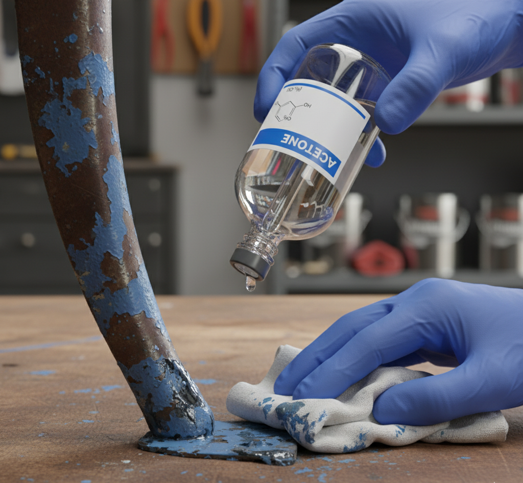 acetone removing paint