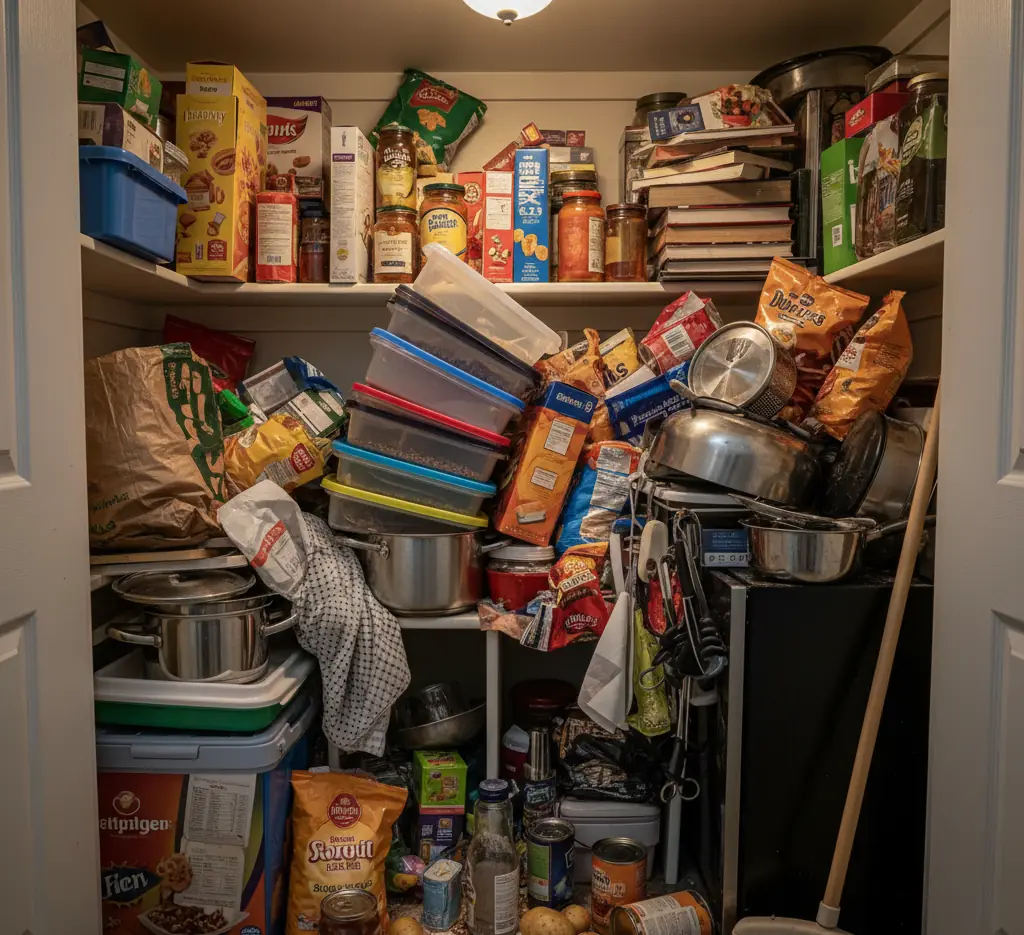disorganized kitchen pantry