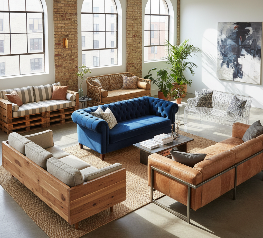 sofas made of different materials