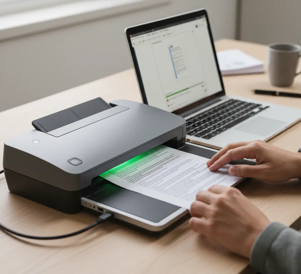 scanning documents on the laptop