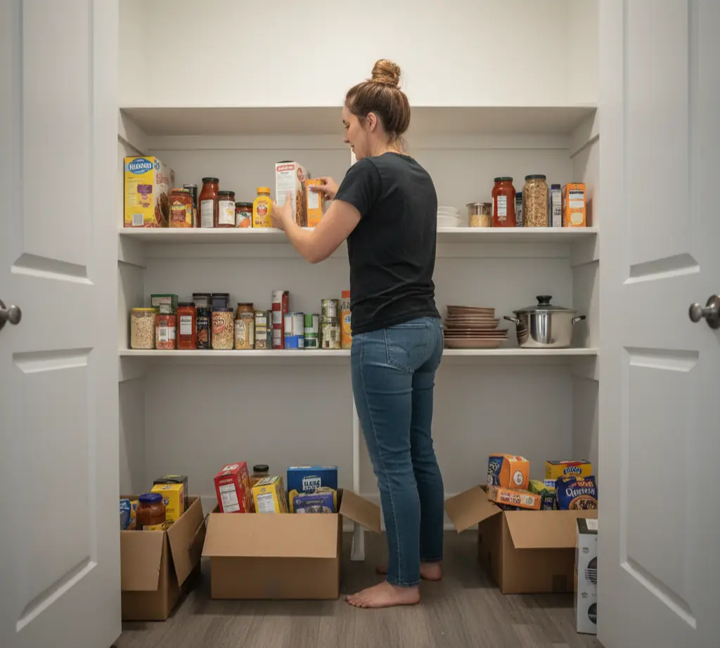 woman putting food in its proper place