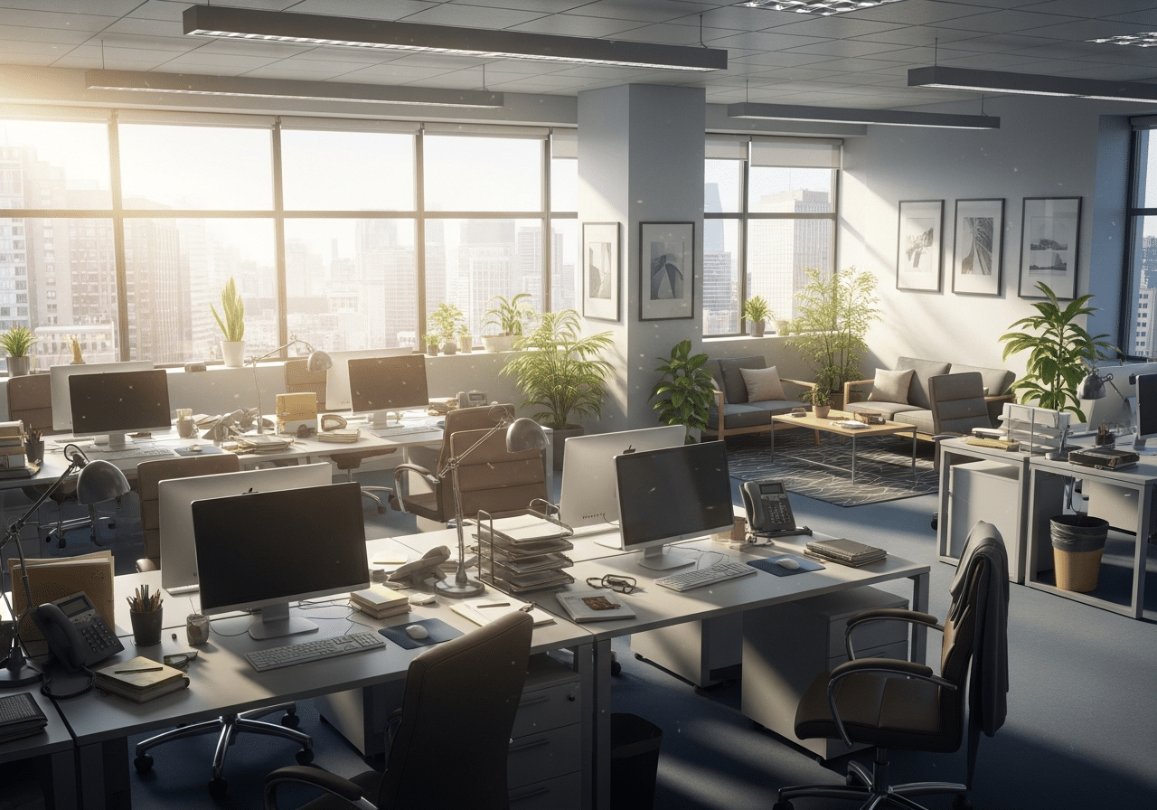 Natural light in an office.