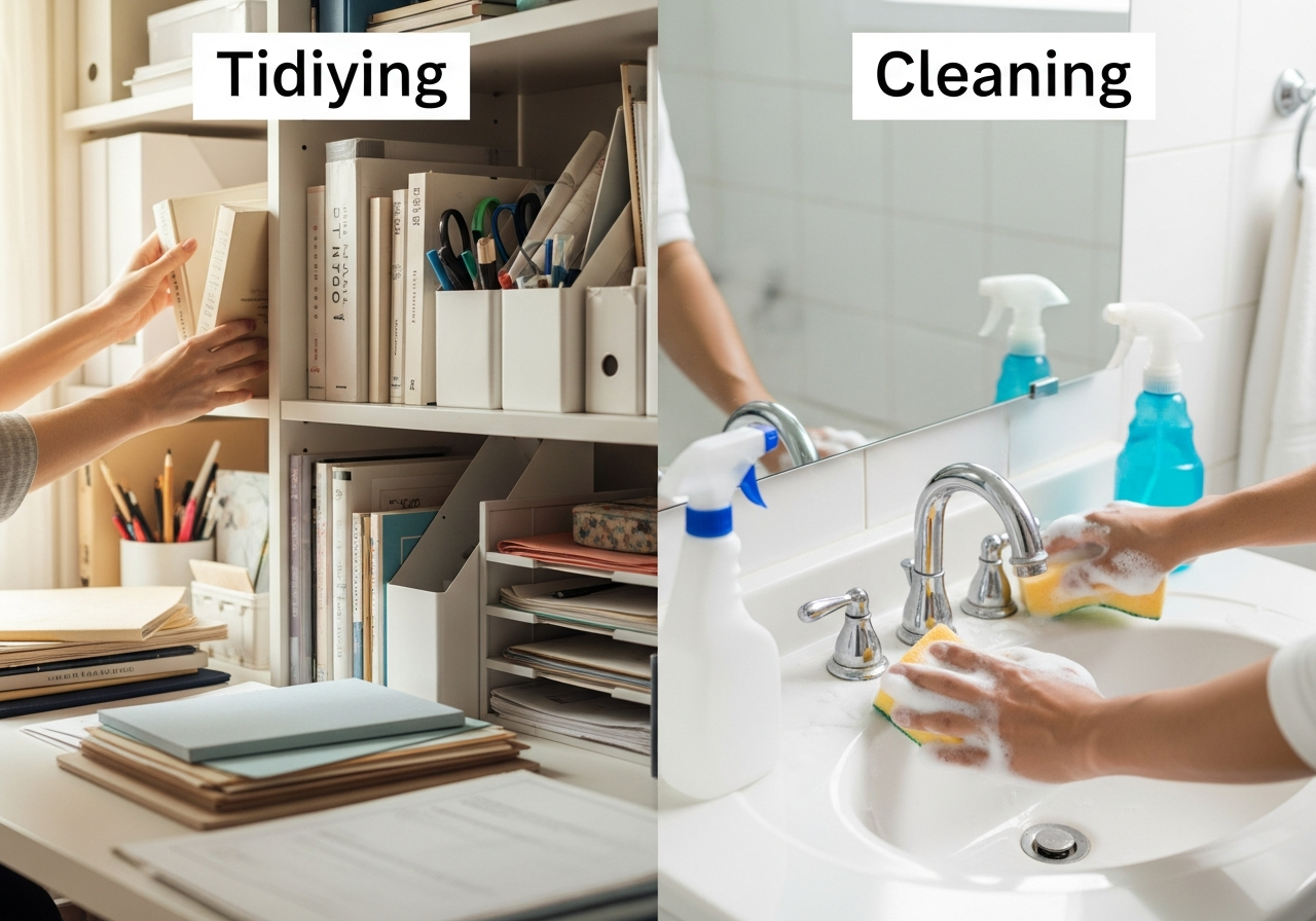 Tidying vs. Cleaning