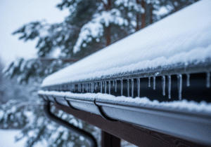 a clean gutter in winter