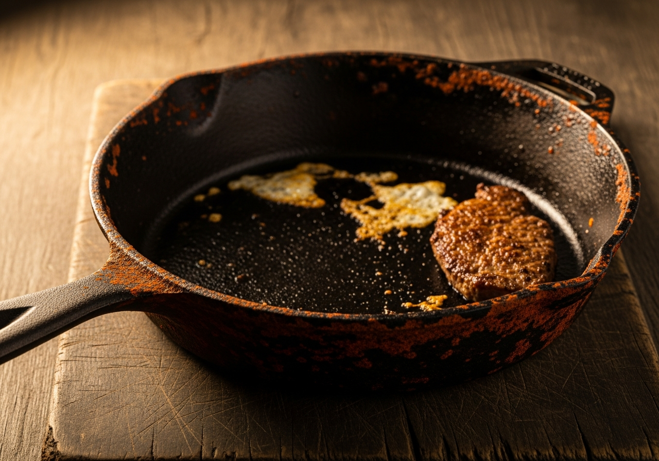 rusty cast iron pan