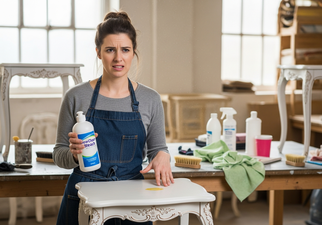 Woman unsure whether to use bleach on porcelain furniture