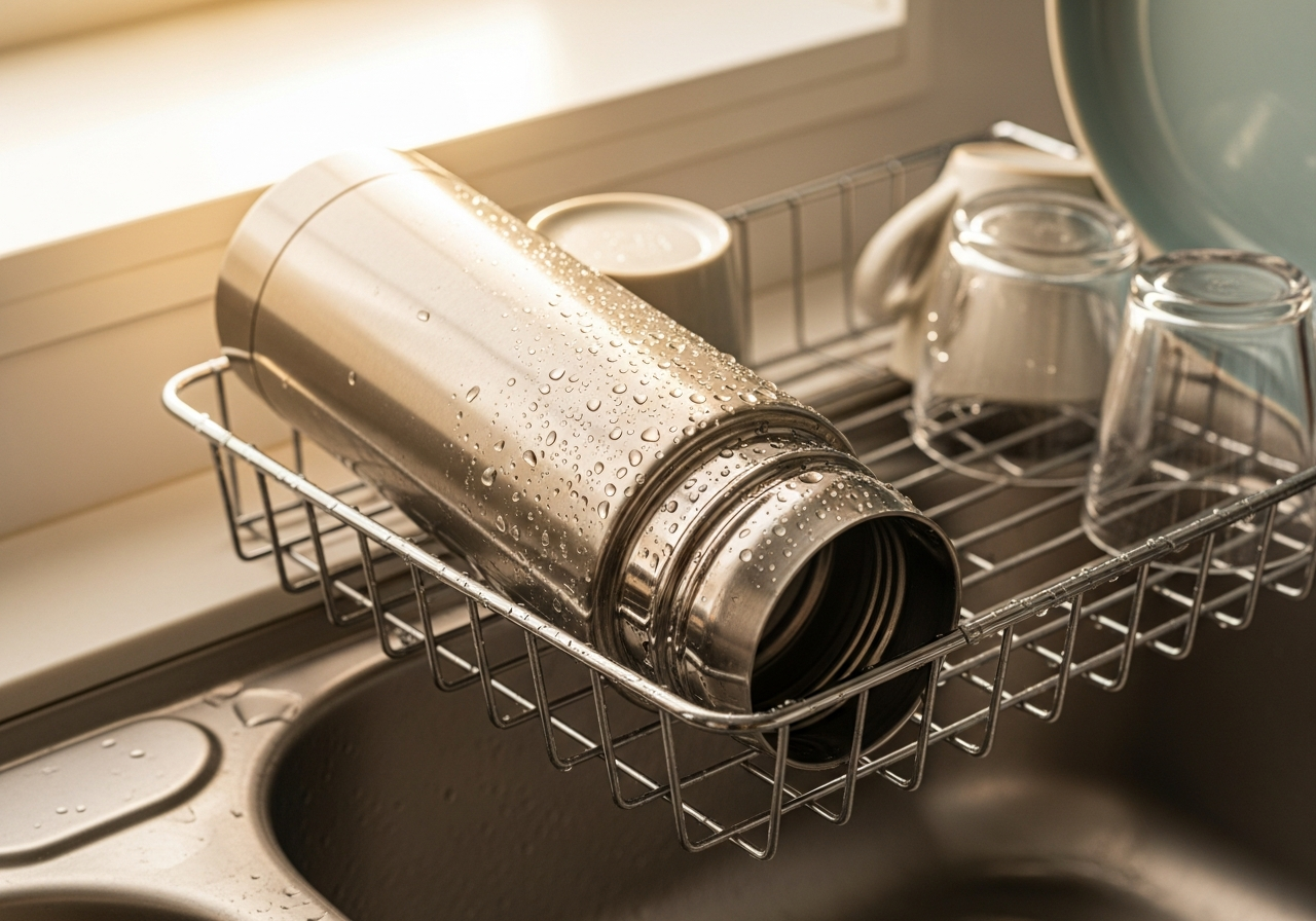 a thermos bottle drying out