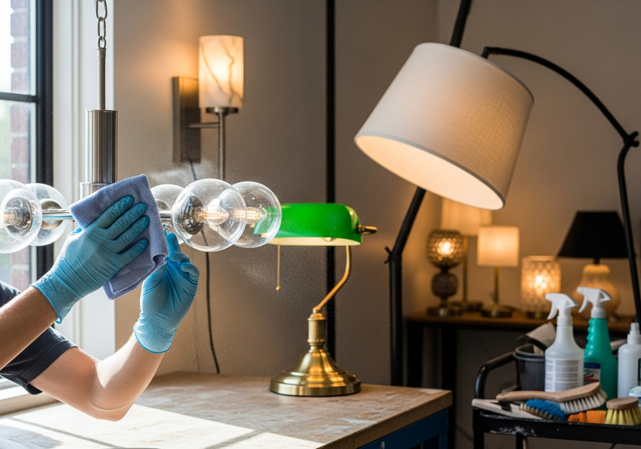 cleaning the light fixtures and lamps