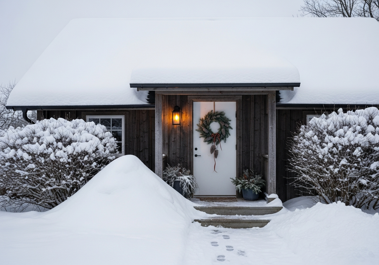 house entrance during the winter season with salt