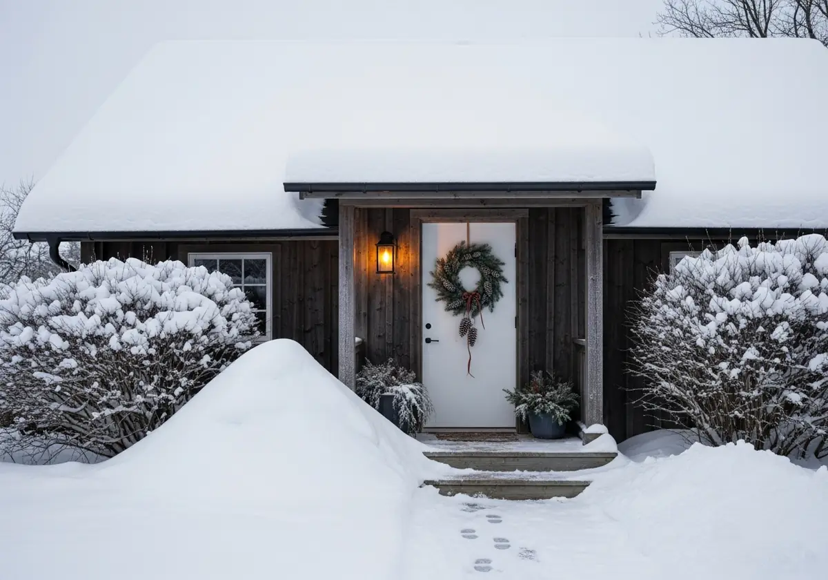 house entrance during the winter season with salt