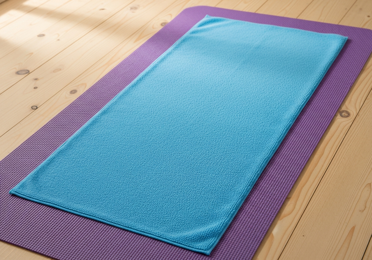 microfiber sheet over the yoga mat