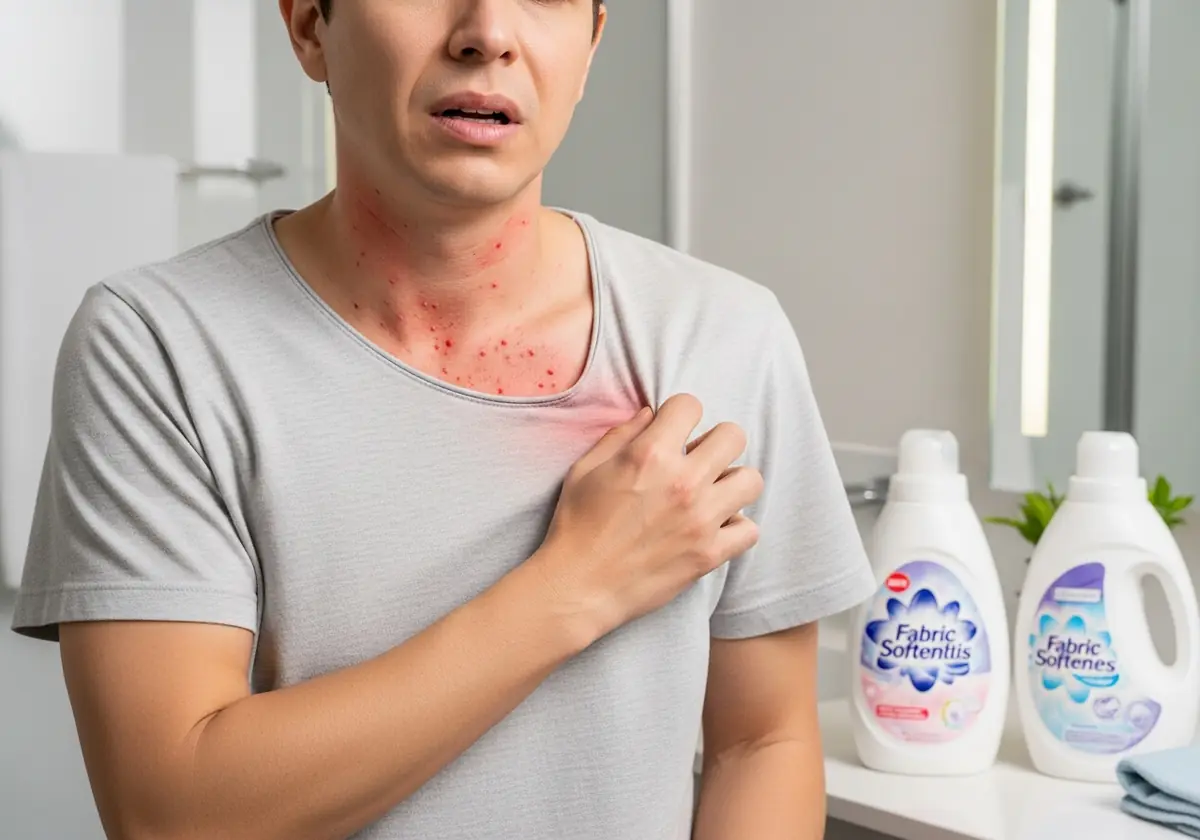 person with an allergy due to fabric softener in clothes