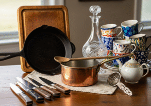 some kitchen items on the table that cannot be washed in the dishwasher