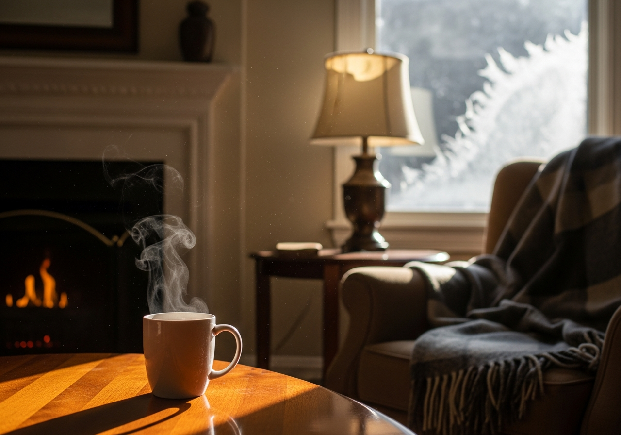 the air inside the house in the winter of February