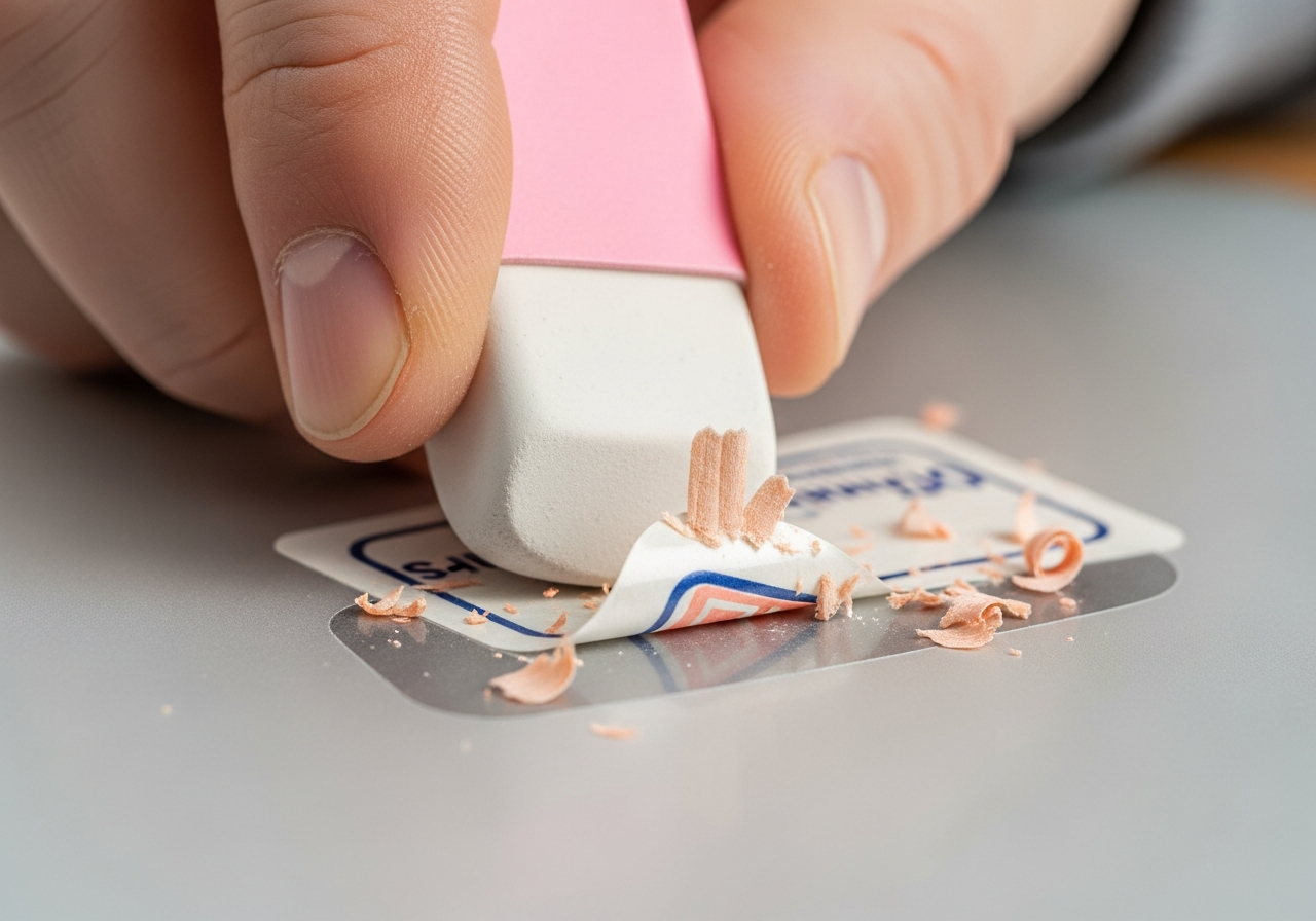 trying to remove a sticker with an eraser