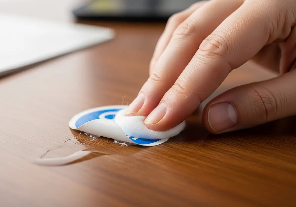 trying to remove the sticker that is stuck to something with alcohol