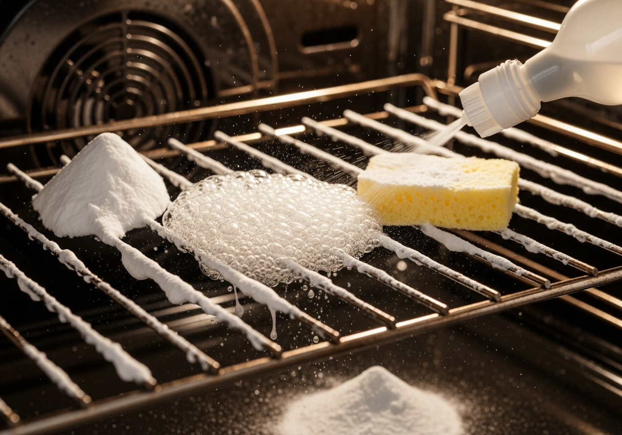 Baking Soda and Vinegar for cleaning oven racks