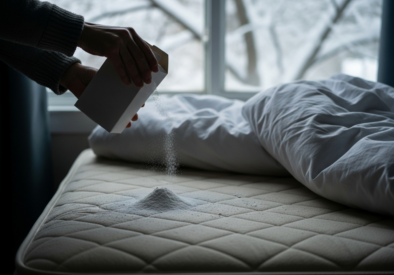 Sprinkle baking soda around the mattress in winter.