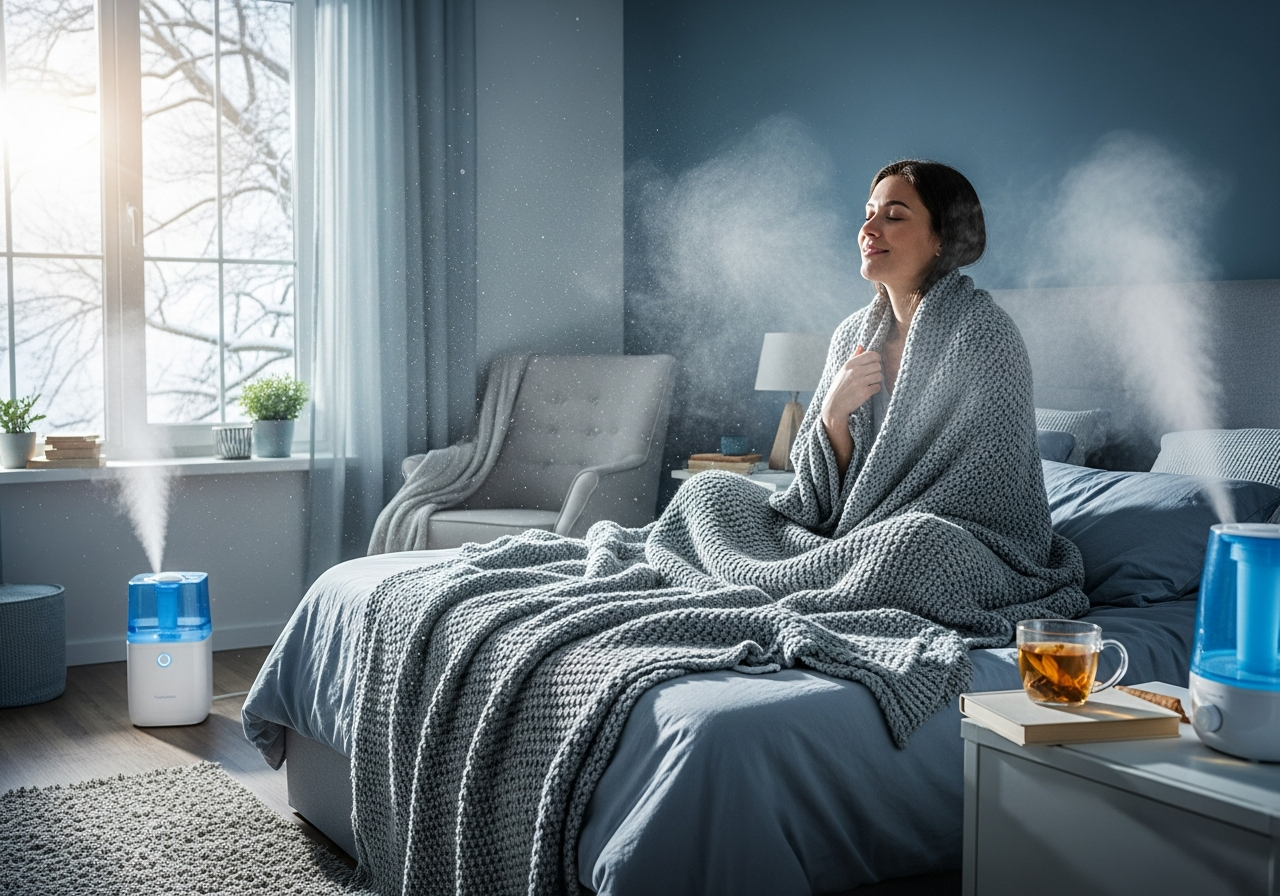 breathing well in a bedroom in winter