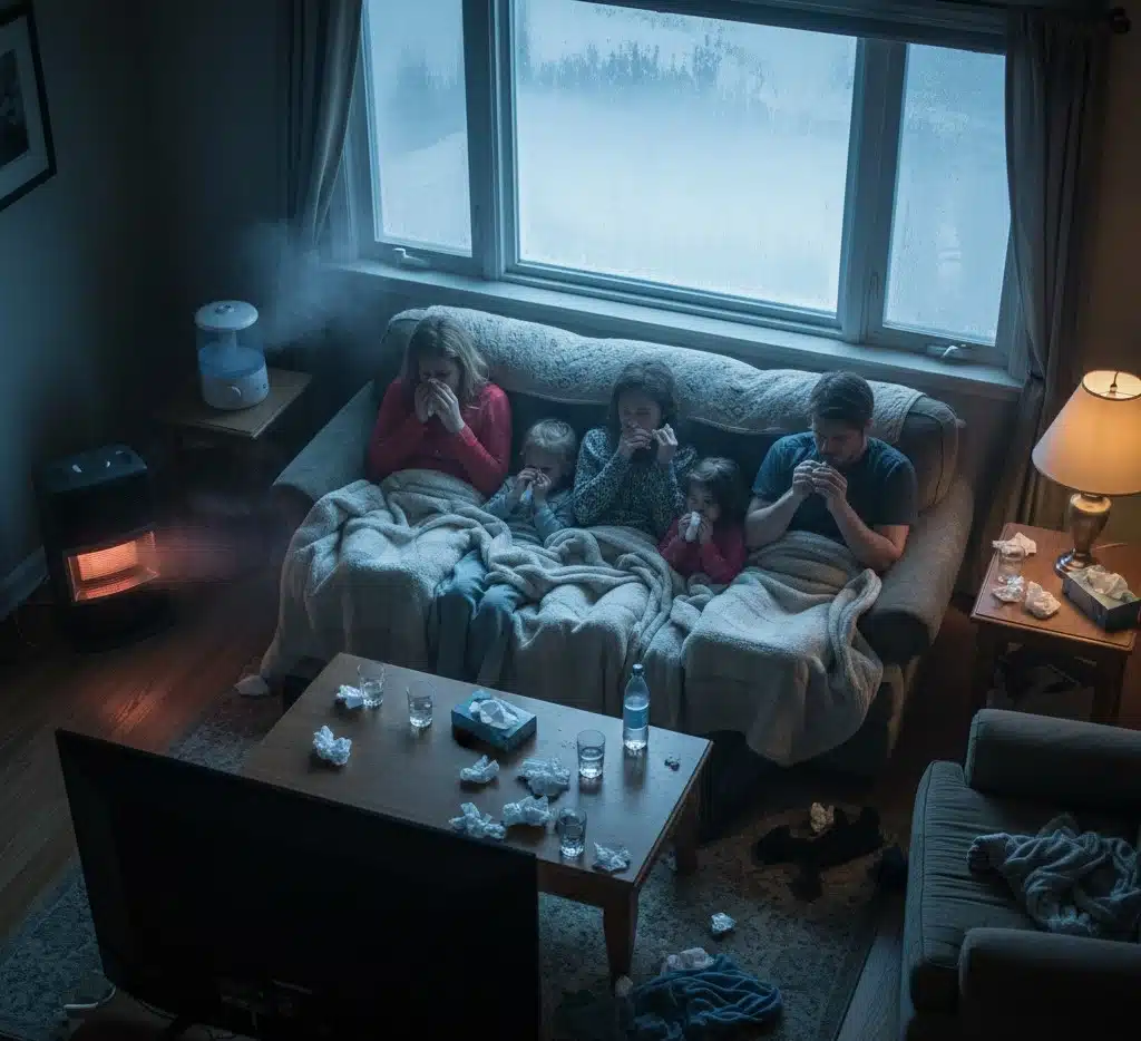 places in the house where people catch the flu during winter.