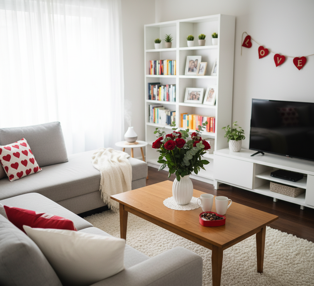 room organized before Valentine's Day.