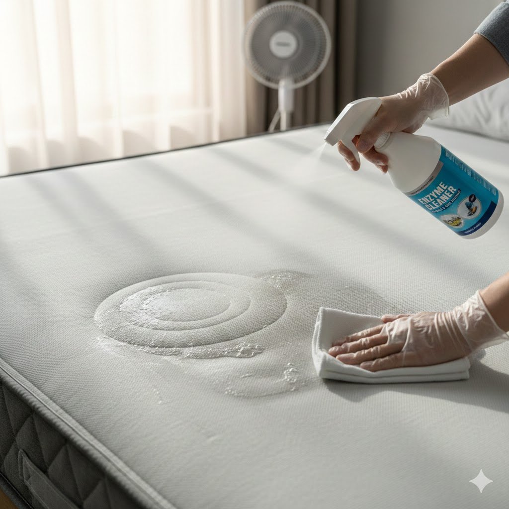 using enzymatic cleaner to sanitize the mattress