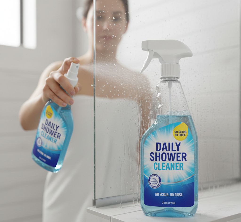 woman using Daily Shower Spray