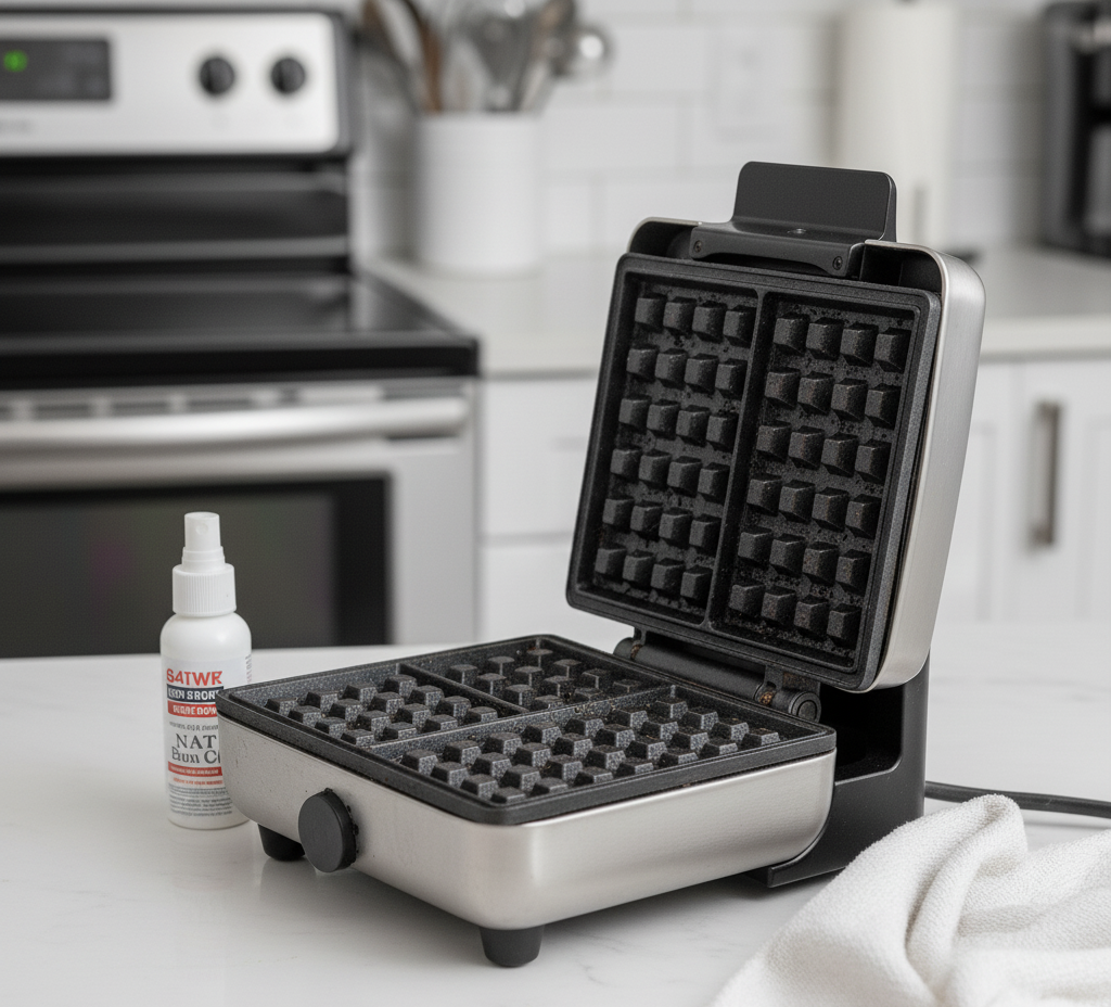 a clean and sanitized waffle maker