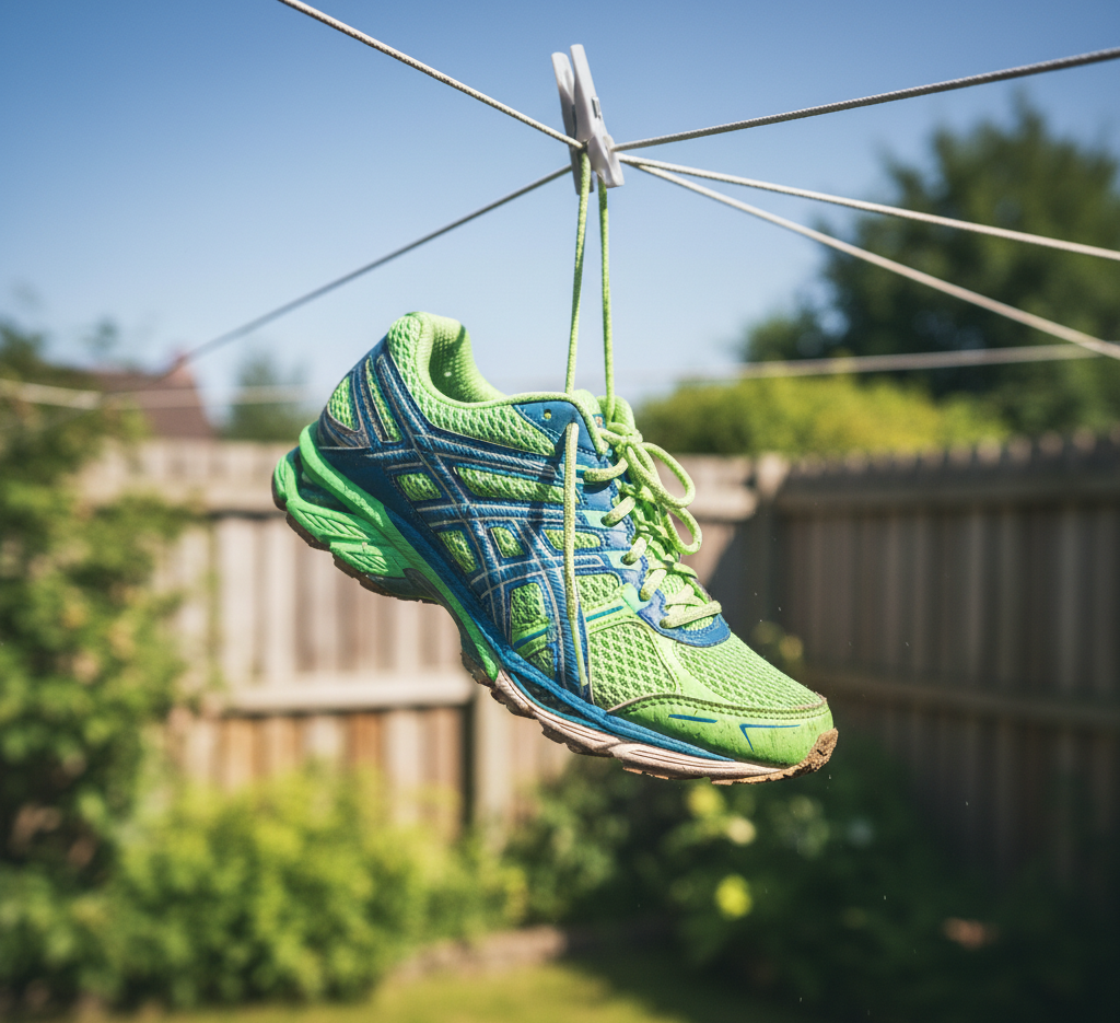 clean tennis drying ao ar free