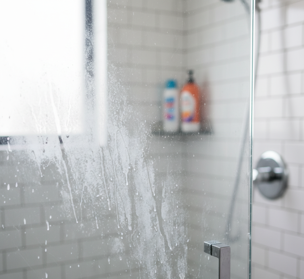 hard water on shower glass