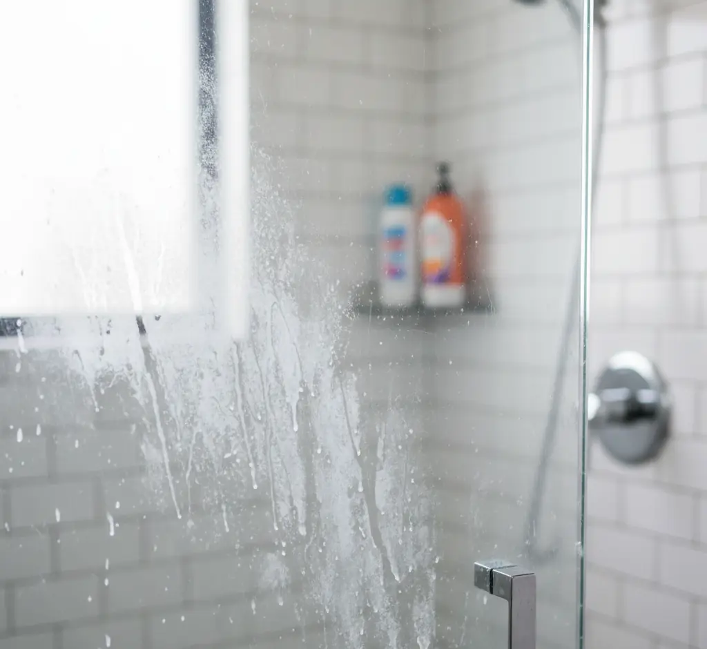 hard water on shower glass