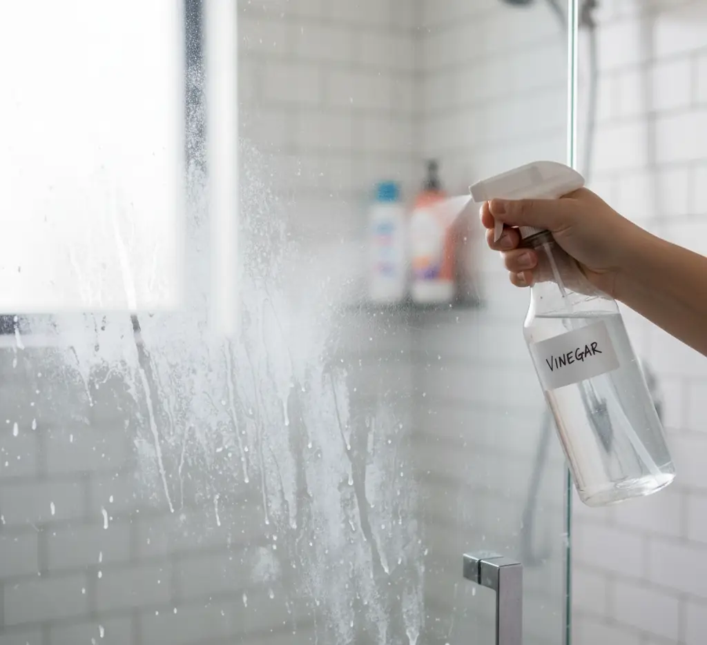 vinegar flor cleaning shower glass