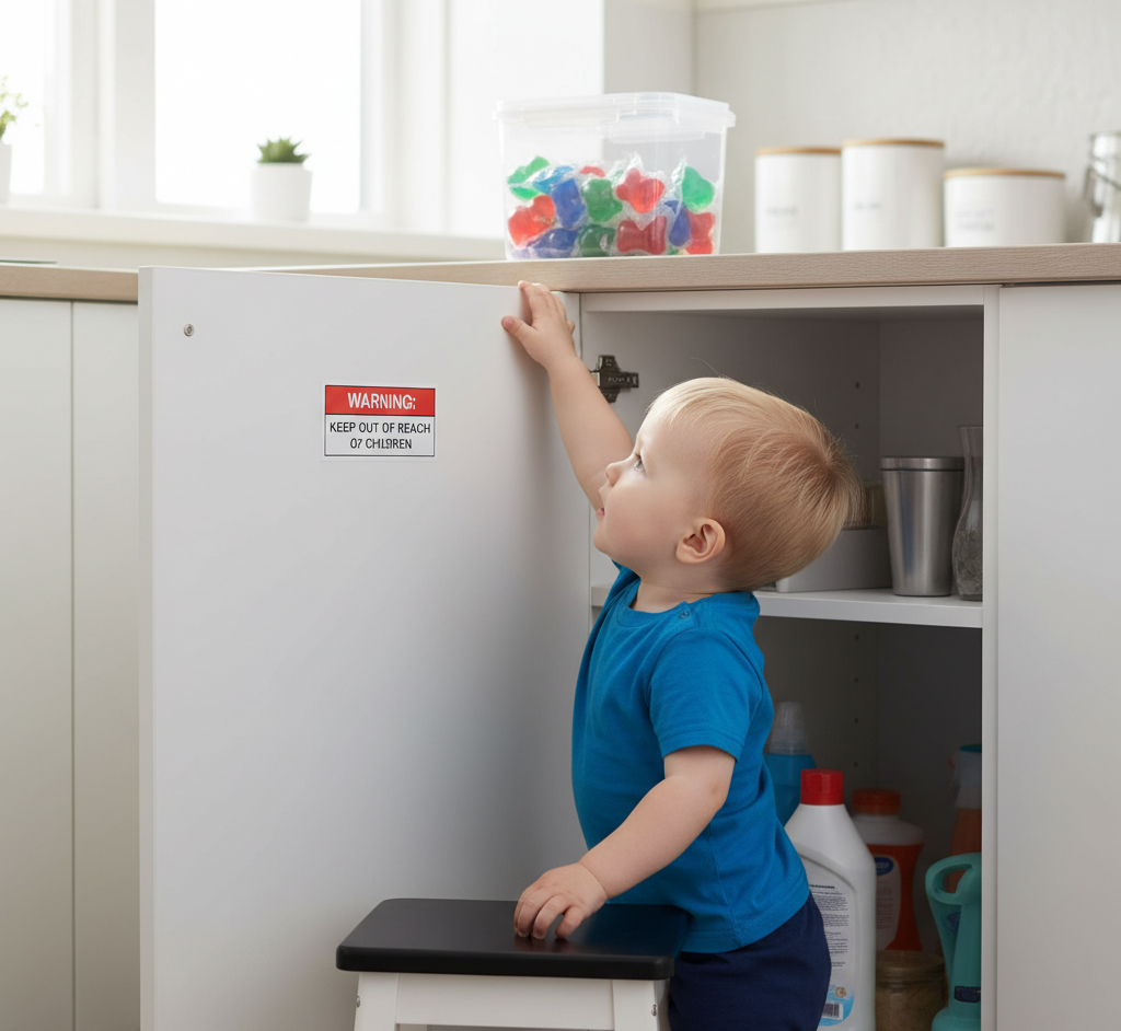 Keep dishwasher pods out of reach of children.