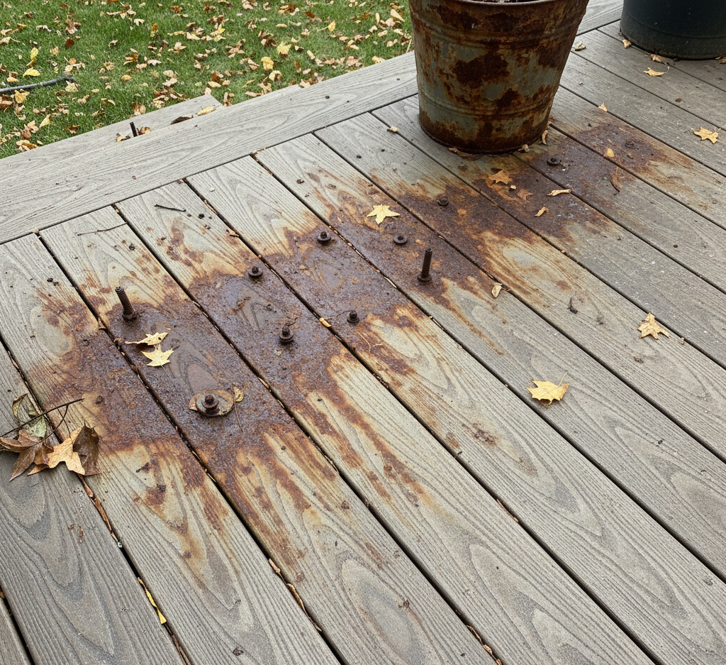 Rust on a composite wood deck.
