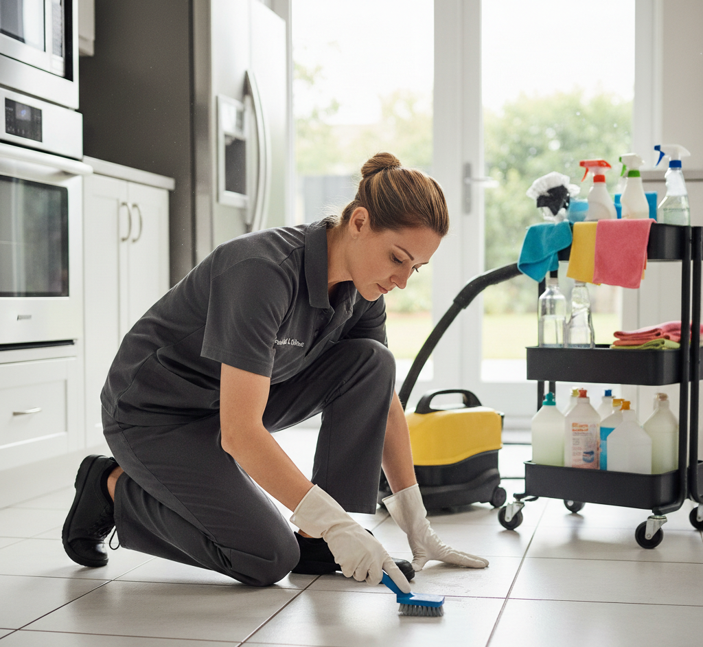 a professional cleaner being meticulous in cleaning