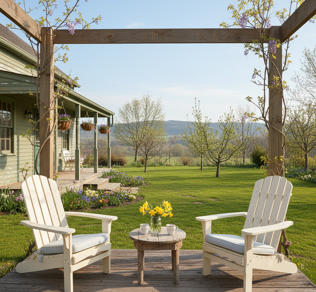 an outdoor recreation area at the beginning of spring