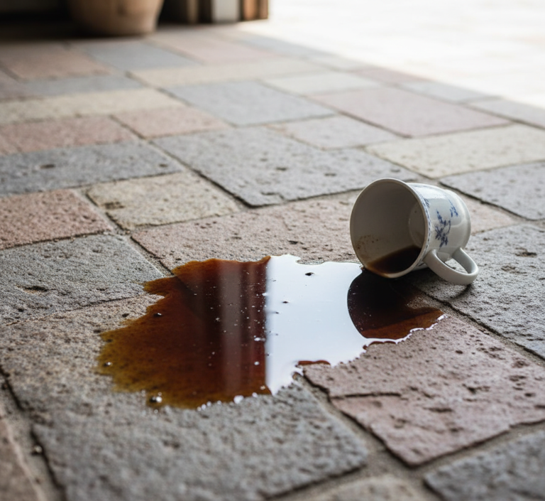 coffee spilled on natural stone