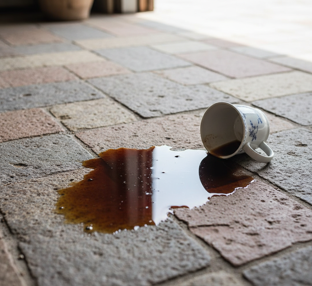 coffee spilled on natural stone