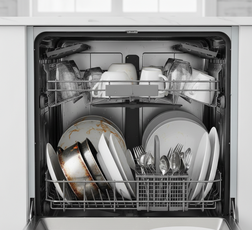 dishwasher and some items inside