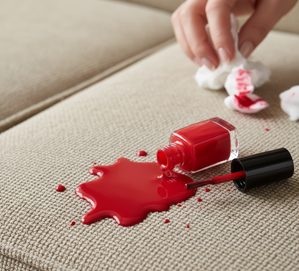 nail polish on Upholstery