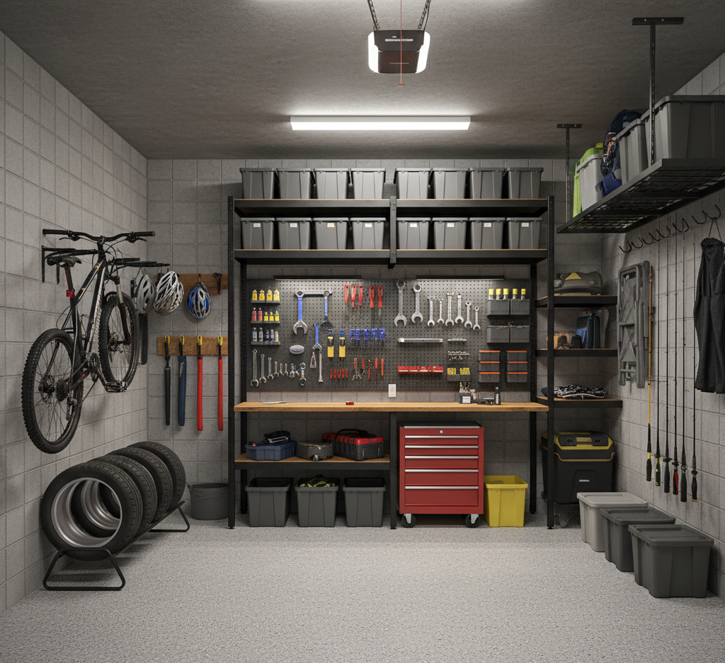 specific shelves or hooks for the garage