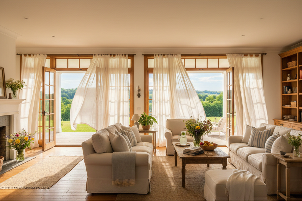 A clean and organized country house, perfect for enjoying the summer.