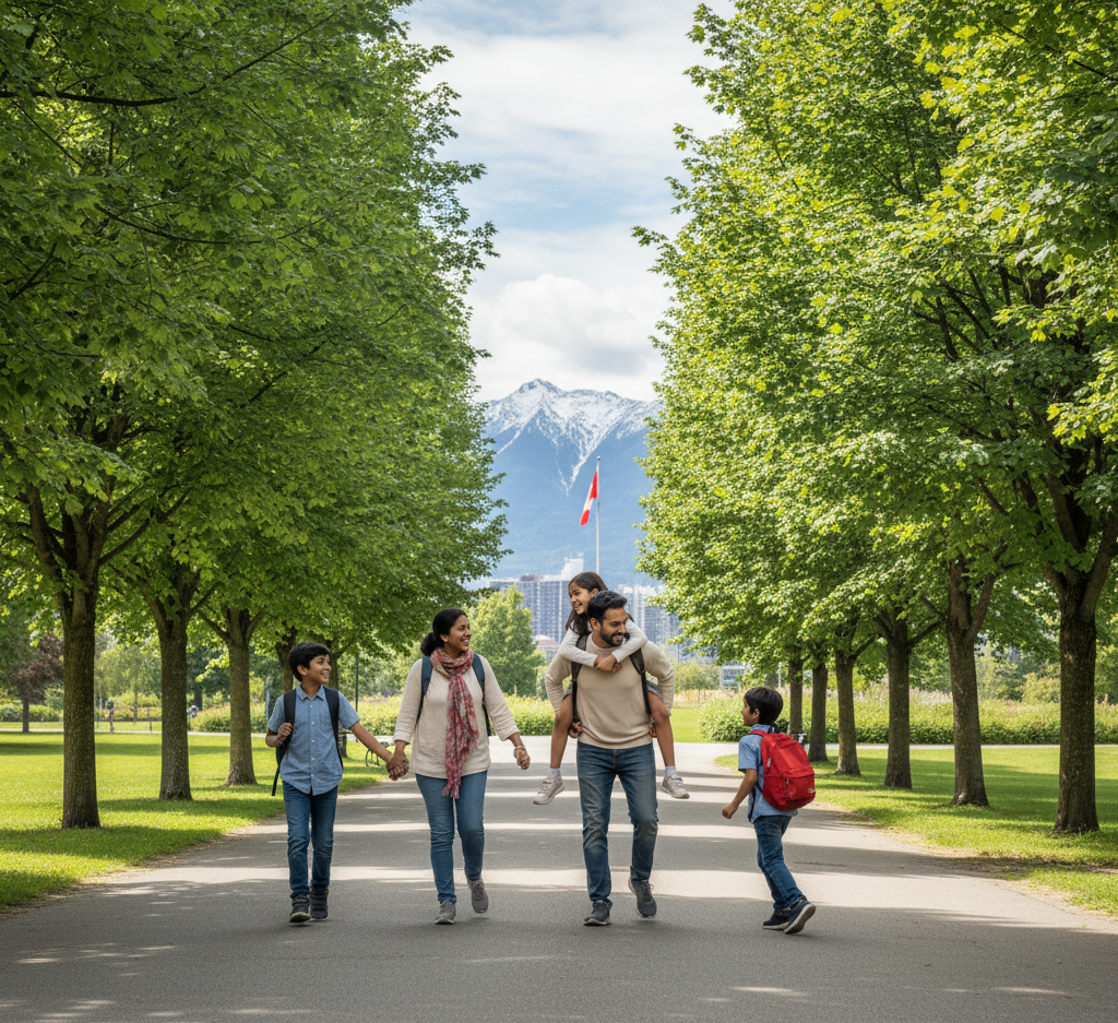 A family of tourists who have just arrived in Canada to watch the World Cup.