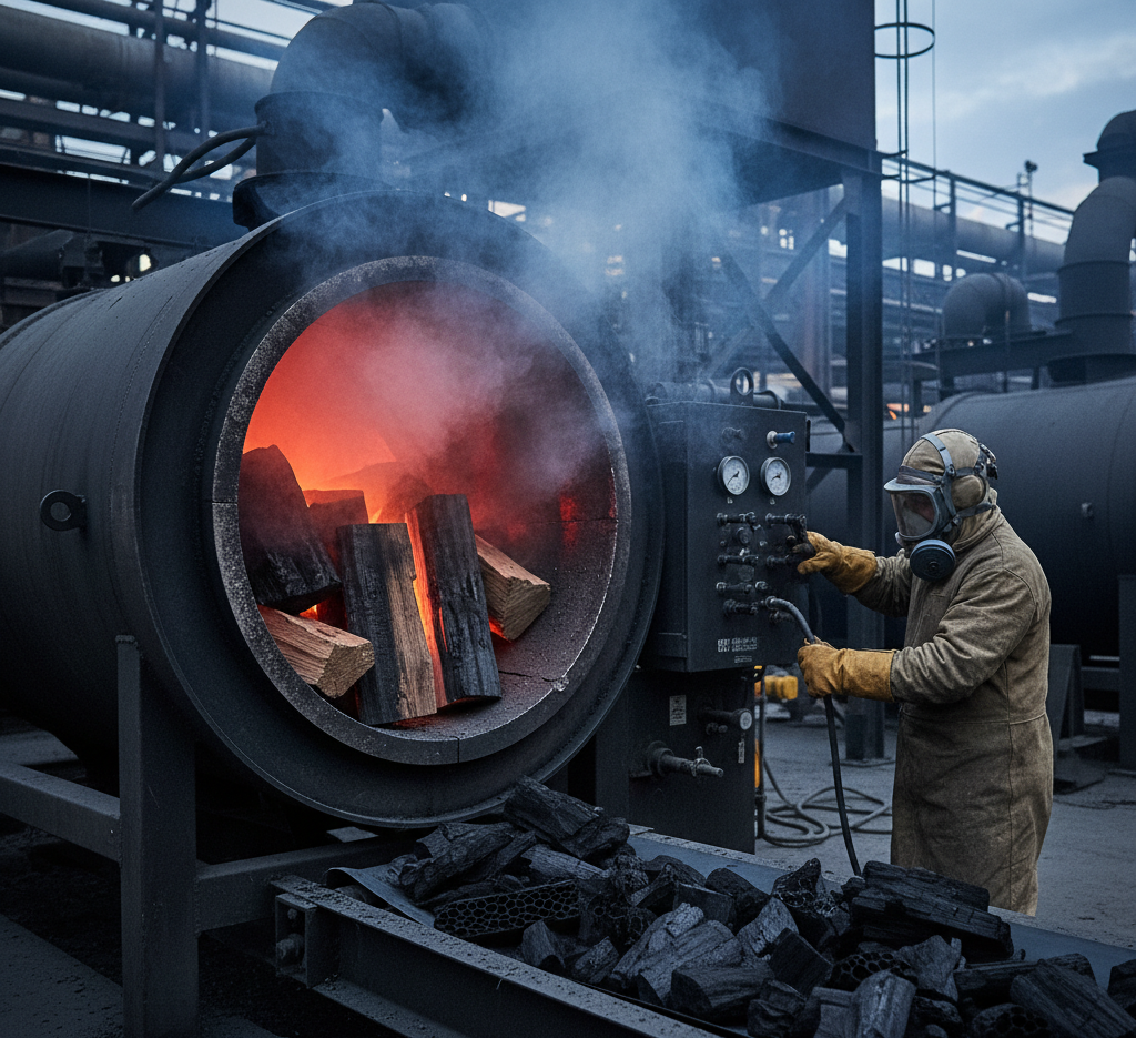 Activated Charcoal being made