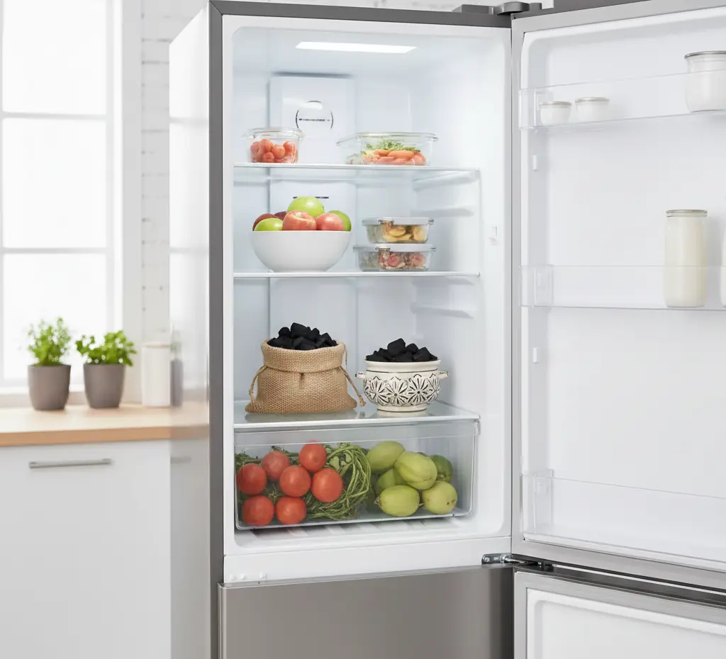 Activated charcoal being used for cleaning refrigerators