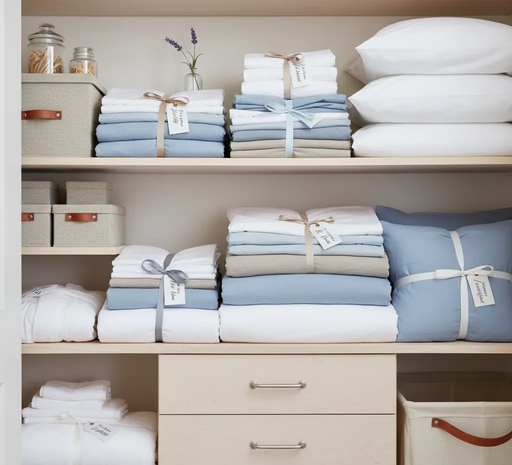 clean, organized, and stored bed linens