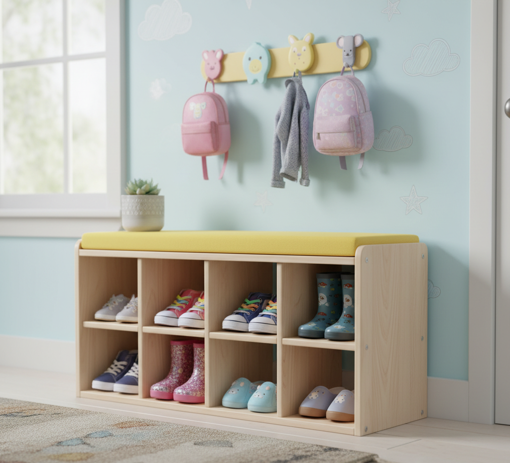 small space for children to store their shoes.