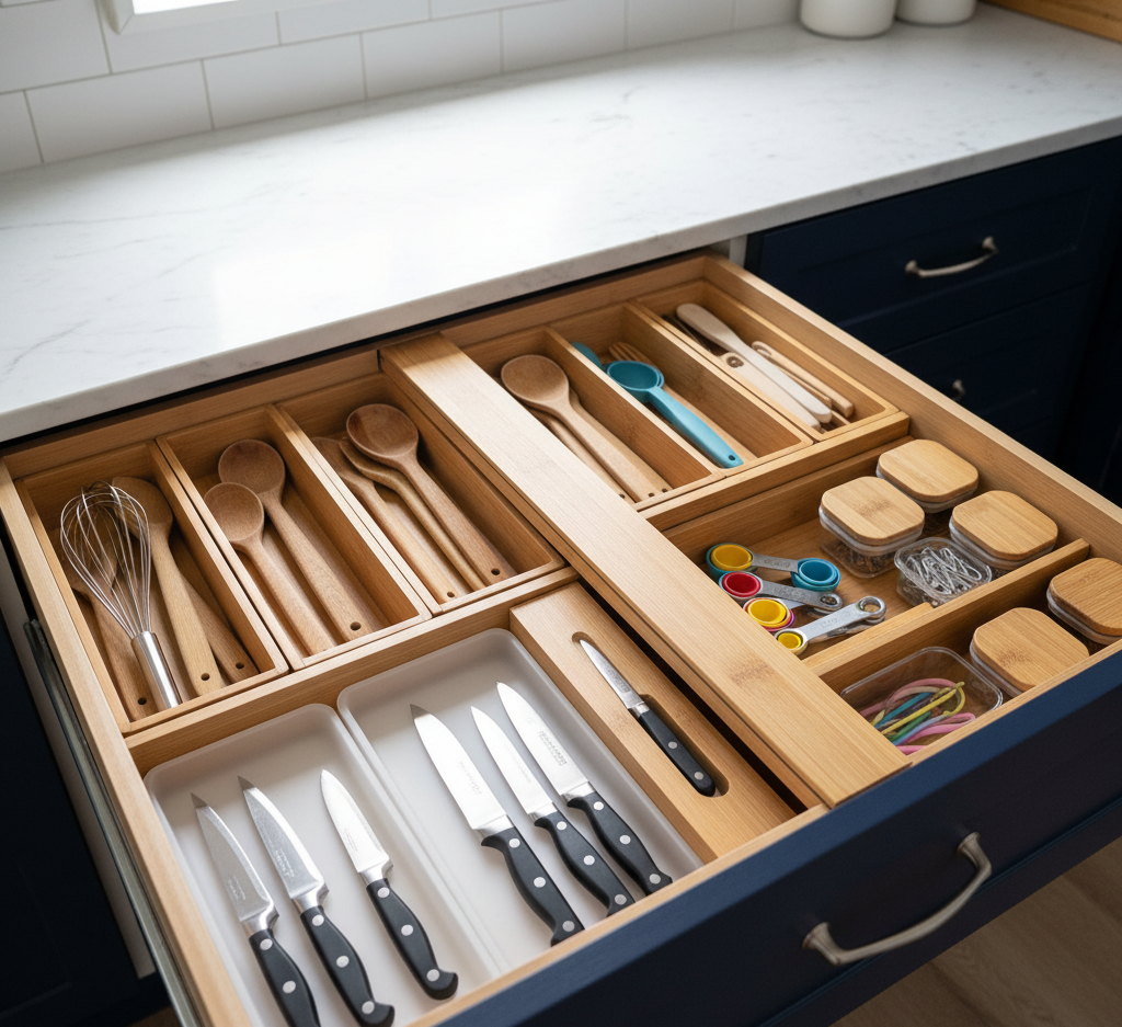 some kitchen drawer organizers